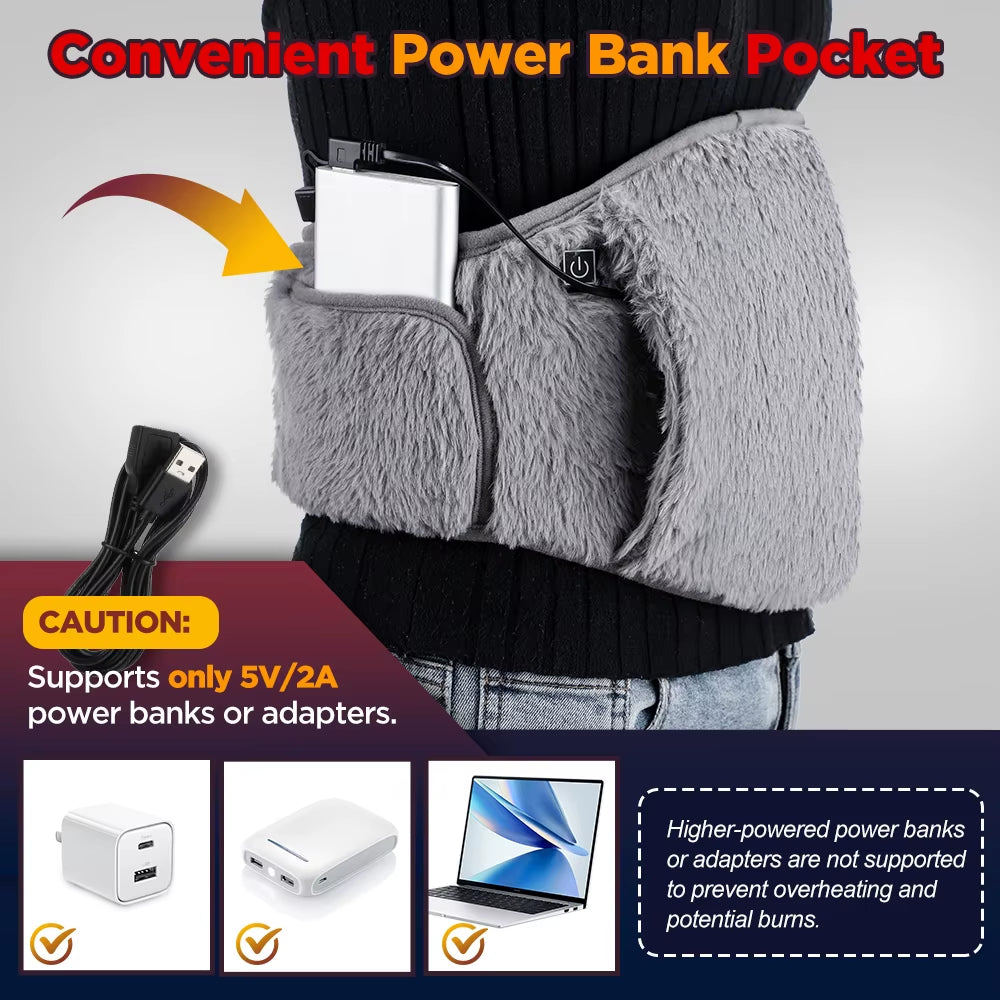 Cold-Proof Uterus Warming Belt Electric Heated Abdomen Waist Warmer Artifact Graphene Heating Stomach Soft Hand Warming Pad